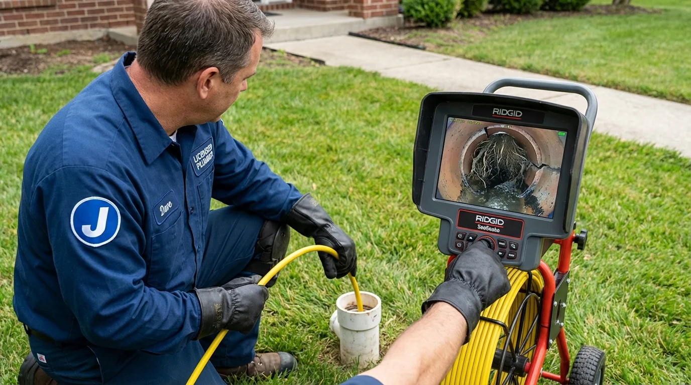 Sewer camera inspection being performed by Johns Plumbing LLC in Newark